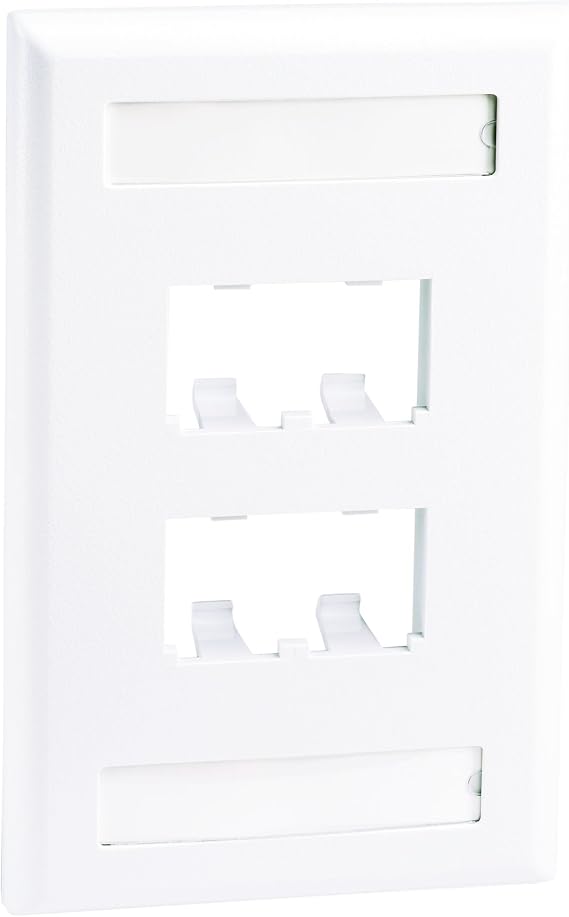 Panduit CFPL4WHY 4-Port Mini-Com Single-Gang Faceplate with Labels, Classic Series, White