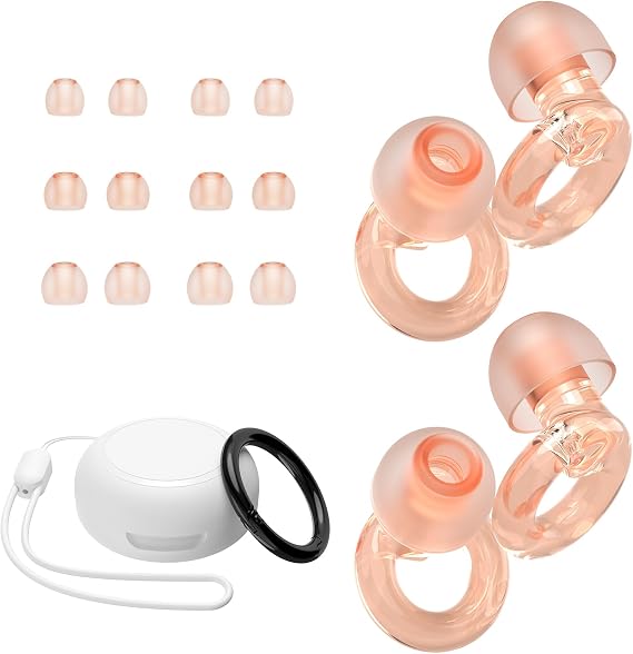 JUSTRVN Ear Plugs for Concert, 2 Pairs of Noise Reduction Earplugs 25dB-30dB with 8 Ear Tips&Carry case,Reusable Hearing Protection earplugs for Sleep,Social,Work,Focus&Noise Sensitivity