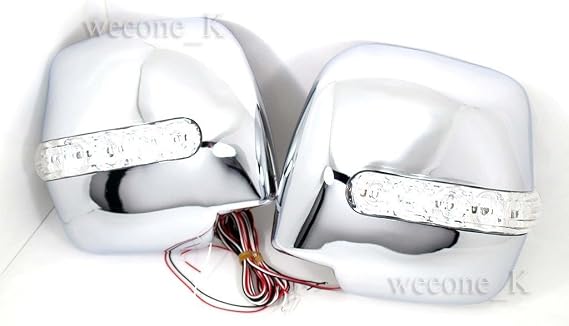 K1AutoParts (For Normal Mirror Only) LED L.E.D Chrome Side Rearview Mirror Power Cover Cap Insert Trim Turn Signal System For Toyota Hiace Commuter 2005-2015 V.2