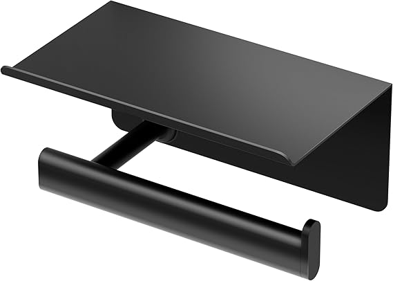 Gatco 1422MX Elevate Toilet Paper Holder with Mobile Shelf, Matte Black