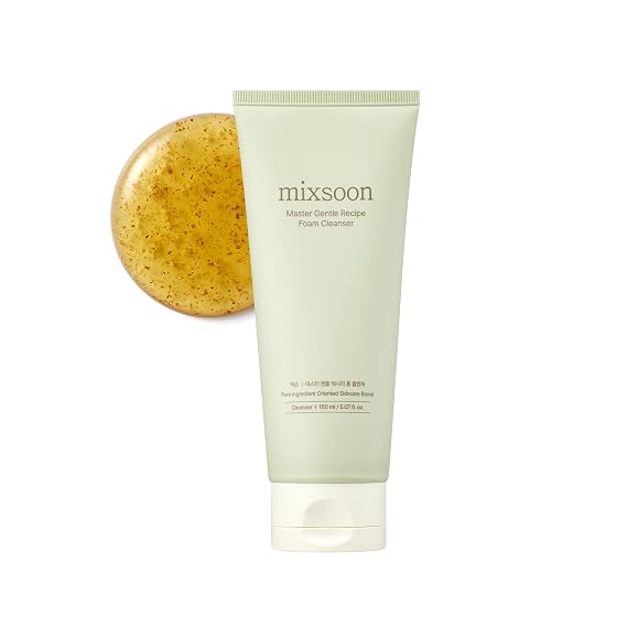 mixsoon Master Gentle Recipe Foam Cleanser-Mild Exfoliation Daily Cleanser, Amino Acid Complex and Cica, Soft Foam for Clear, Moisturized Skin 150ml / 5.07 fl. oz. Korean Glass Skin Care