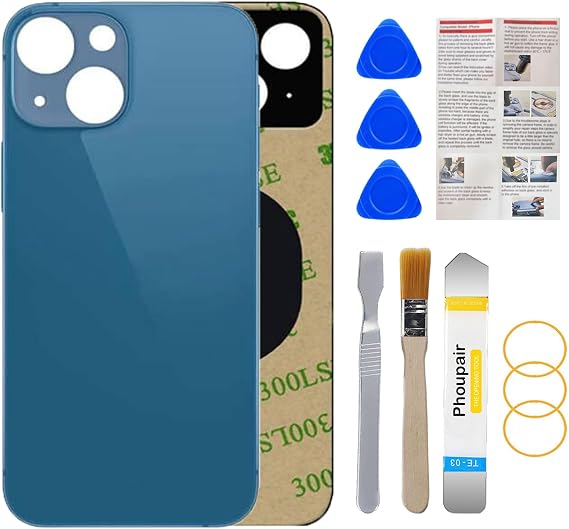 Back Glass Replacement Compatible with iPhone 13 6.1 Inches with Repairing Kit and Installation Manual (Blue)