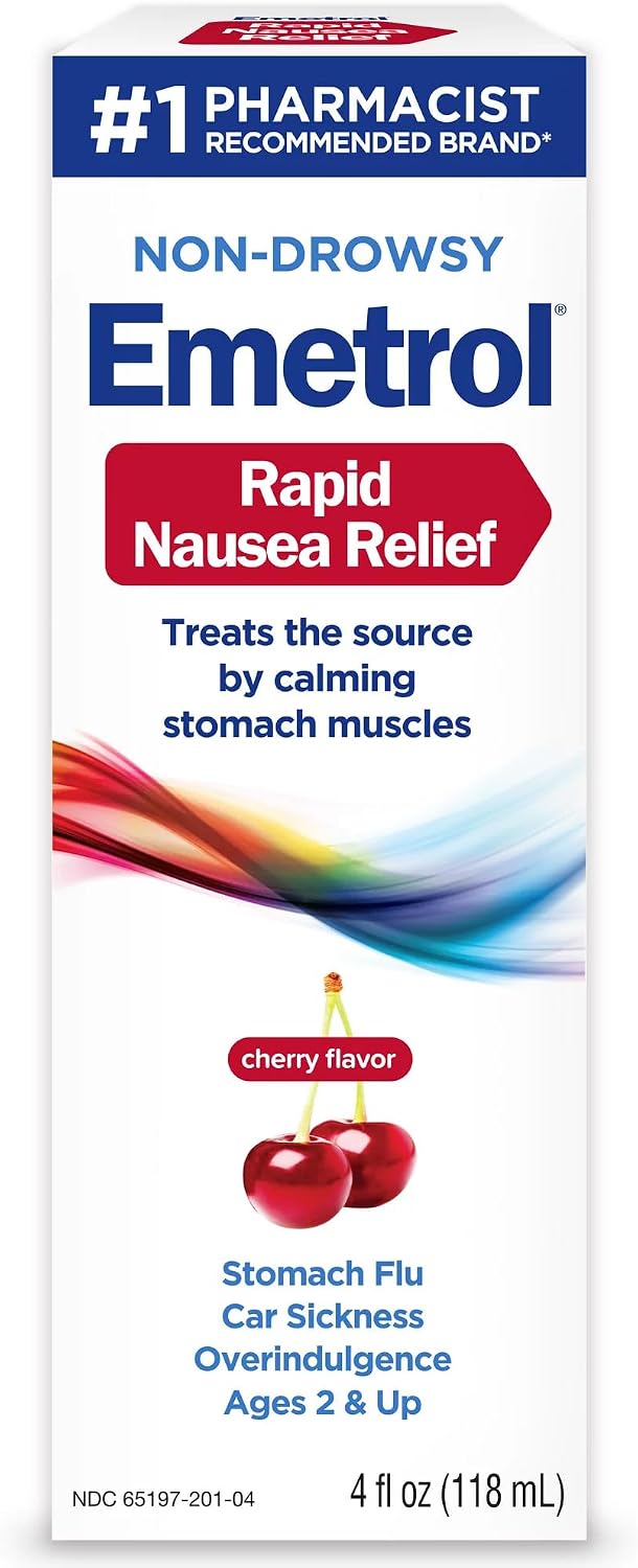 Emetrol for Nausea, Cherry Flavor Syrup - 4 Fl Oz Pack of 4