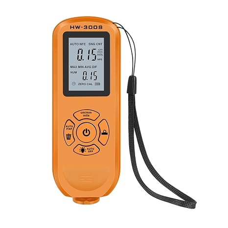 Paint Thickness Meter, Coating Thickness Gauge 0.01mm 1mil Thickness Meter Car Paint Film Thickness Tester 0-2000UM Coating Measuring Tools(Orange 01)