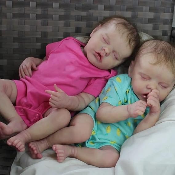 Lifelike Reborn BabyTwin Dolls, 18-Inch Soft Body Realistic-Newborn Baby Dolls, Poseable and Washable Baby that Look Real Baby Color: Girl