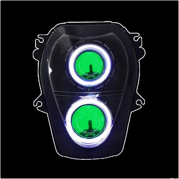 MaNboc Full LED Headlight Assembly Compatible with Suzuki Compatible with Hayabusa GSX1300R 1999-2007 (Color : Green Demon Eye)