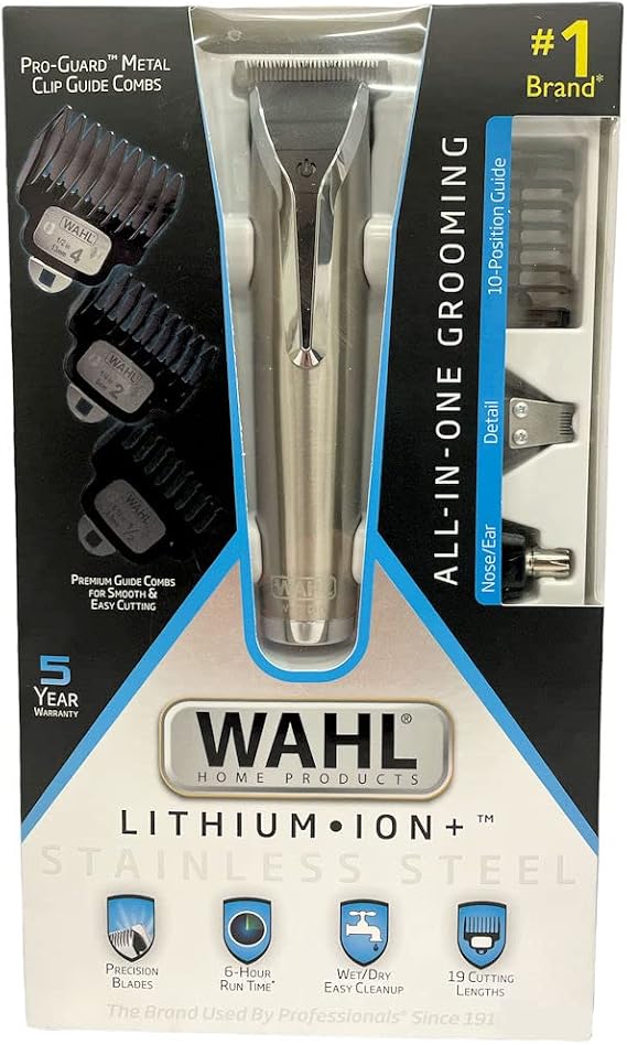 Wahl Stainless Steel Lithium Ion Men's Multi Purpose Beard, Facial Trimmer and T