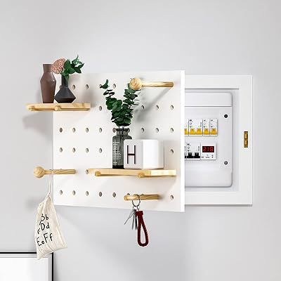 MaikOn Decorative Wall Panels, Lid Electric Box Decorative Empty Decorative Painting Storage Shelf Wooden Pegboard Electric Meter Box Home Decoration,Wood,40x50cm Color : White