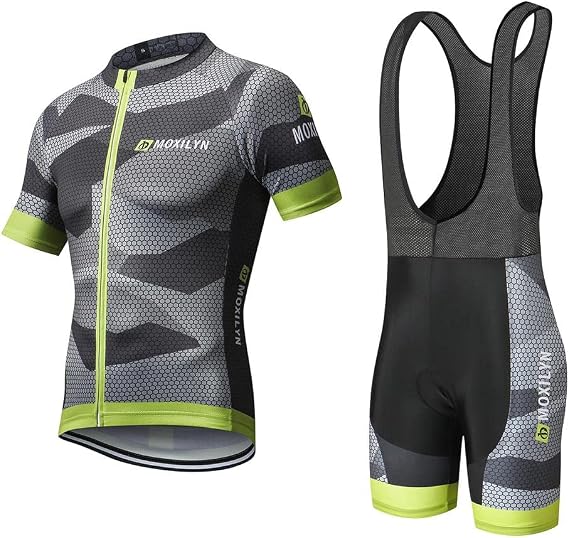 MOXILYN Men Cycling Jersey Set Bike Shorts and Jersey Suit 9D Padded Cycling Bibs MTB Shirts Short Sleeve Bicycle Clothes