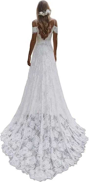 Wedding Dresses for Bride Lace Appliques Tulle Beach Bridal Gowns with Train He9013