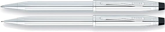 Cross Century II Refillable Medium Ballpoint Pen and 0.7mm Pencil Set, Includes Gift Box - Lustrous Chrome