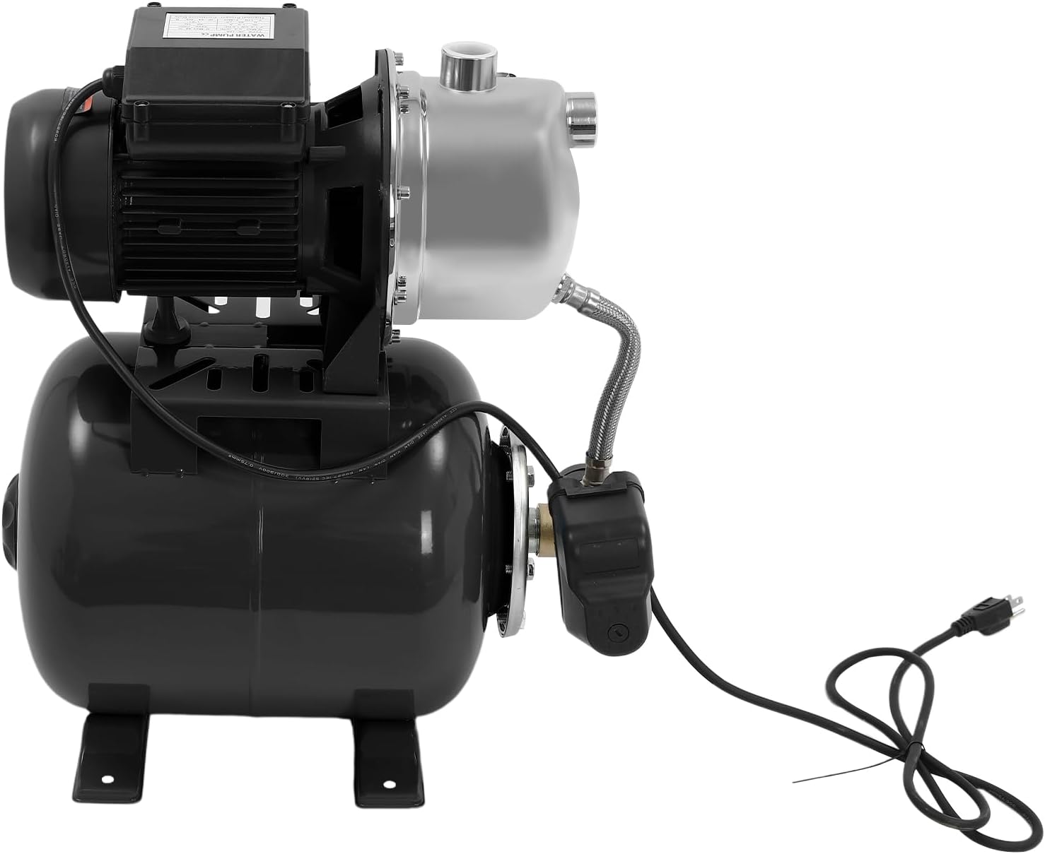 1.6HP Shallow Well Pump with Pressure Tank, 110V Automatic Water Booster Jet Pump, Irrigation Pump for Home, Garden, Farm, Lawn Sprinkler Systems Black