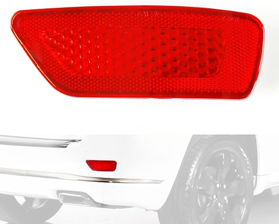 57010720AC Right Passenger Side Rear Reflector Light Compatible with Jeep Grand Cherokee 2011-2021, Jeep Compass 2011-2017, Dodge Journey 2011-2020 with Fascia, Red Lens, CH1185100