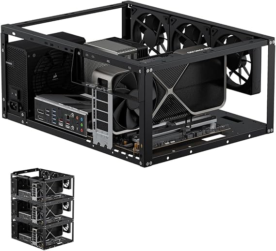 PC Test Bench, Open Air PC Case, Open Frame Computer Chassis, DIY Stackable Techbench Server Rack Mount PC Case for ATX MATX ETAX X79 X99 X10DRL-I X12DPI-N6 Micro ATX Motherboard