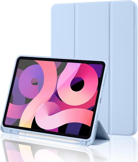 iPad a16 Case 2025 Model Compatible iPad 11th Generation 10th Generation Case 11/10.9 Inch Tri-fold Stand with Pencil Storage Holder Lightweight Thin Shock-resistant Auto Sleep Function Sky Blue