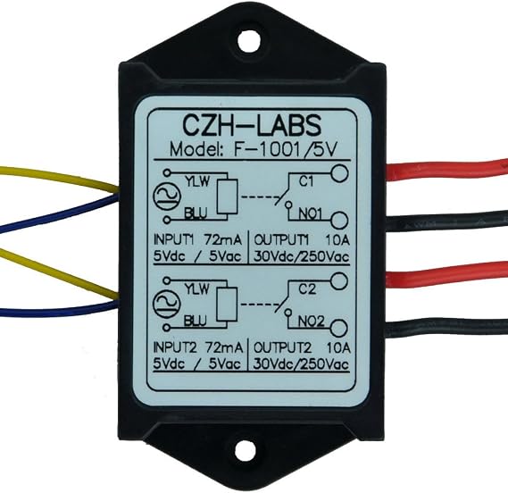 Electronics-Salon 1PCS Dual SPST-NO 10Amp Power Relay Module, AC/DC 5V Control Voltage.