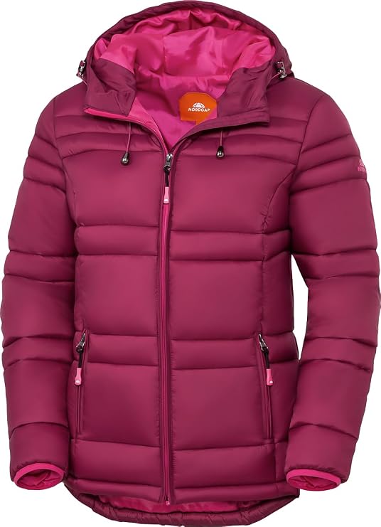 NORDCAP Women's Quilted Jacket Lightweight Between-Seasons/Winter Jacket Warm with Hood 100% Padded Size 36–50