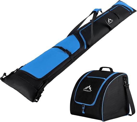 GoHimal Ski Bag & Boot Bag Combo, Padded Ski Carrier | Fits Skis Up to 200CM, Fits Boots Up to US13, Safety Reinforced, Water-Resistant, Ski Travel Bag