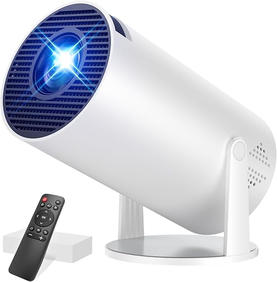 Mini Projector Supports 4K 1080P Portable Projector with WiFi 6 and Bluetooth 5.4 Projector Small 270° Rotate Car Keystone Android 13.0 Compatible with HDMI/TV Stick/Laptop/Memory Stick
