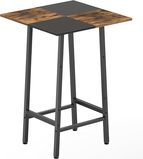 YATINEY Bar Table, Kitchen Dining Table, Bar Counter Height Table, Pub Color Matching Breakfast Table, for Dining Room, Tavern, Coffee Corner, Party, Rustic Brown and Black BT02BR