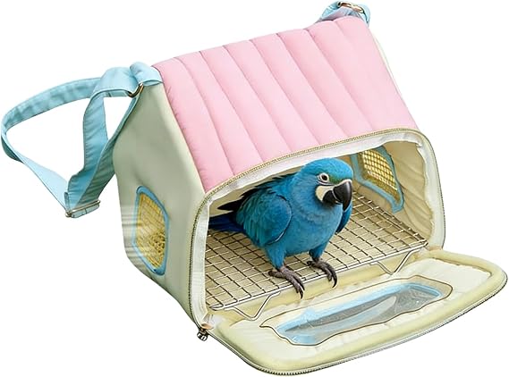 Travel Bird Cage Breathable Portable Warm Pet Bag with Stainless Steel Tray | Portable Bird Cage for Animal Pigeon Offices Outing Travel Vehicle Car Road Trip Daily Indoor Outdoor
