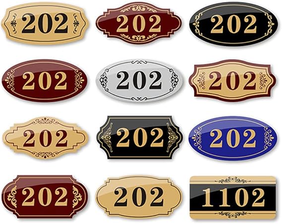 Personalized Door Number Plate Custom Acrylic House Number Sign Door Room Self Adhesive Wall Mounted for Home Office Hotel Apartment Yard Or Mailbox