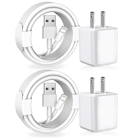 [Apple MFi Certified] iPhone Charger, 2Pack Lightning Cable Apple Charging Cords &Fast Quick USB Wall Charger Travel Block Plug Adapter for iPhone 14/13/12/11 Pro/11/X/XS MAX/XR/8/7/6s/6 Plus/AirPods