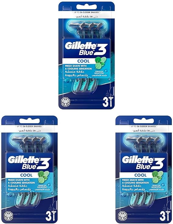 Gillette Blue3 Cool Use Horse Men's Razor 3 Pieces 3 packs