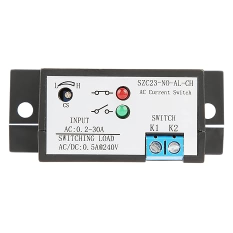 Current Sensing Switch, Normally Open Current Sensing Switch Adjustable AC 0.2 30A SZC23 NO AL CH for AC Current Measurement and Monitoring