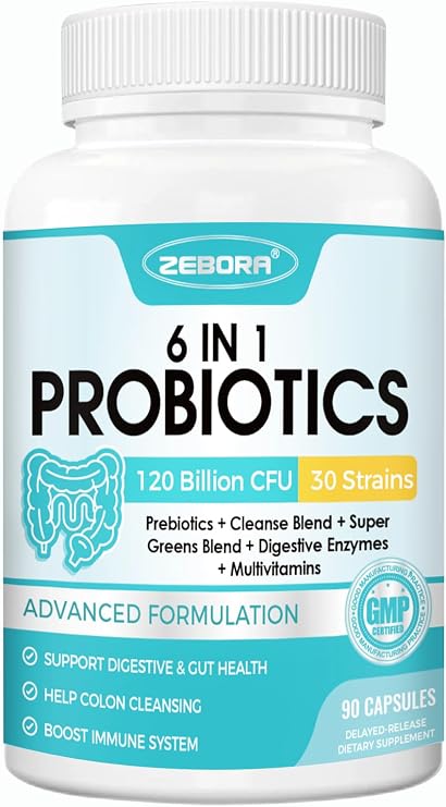 ZEBORA Probiotics for Women & Men, 120 Billion CFUs, 90 Veggie Capsules