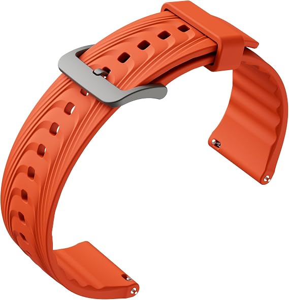 Ticwatch Pro 5 Smartwatch Band Replacement 24mm Width Silicone Watch Strap Quick Release Genuine Watch Band Only for Pro 5 Watch, Bonfire Orange