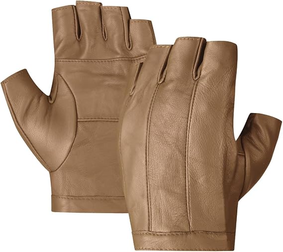 Harssidanzar Mens Fingerless Leather Driving Gloves KM046US