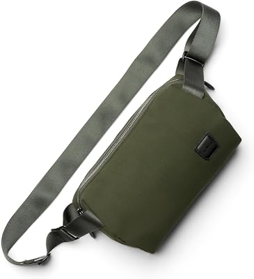 Bellroy Classic Sling everyday 3 liter minimalist crossbody bag with internal organization, adjustable crossbody strap, and auto-compression system - Olive