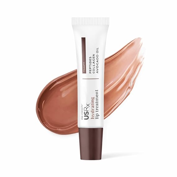 Urban Skin Rx Pro Strength Hydrating Collagen & Peptides Daily Lip Treatment, Non-Sticky, Ultra-Moisturizing Balm, Smooths, Softens & Plumps for a Healthier & More Youthful Appearance, Toasty, 0.31 Oz