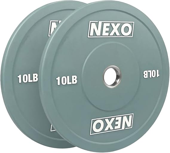 NEXO 10LB Rubber Bumper Plate Pair - Premium Matte Gray Finish 2x 10LB Cross Training Weight Plates