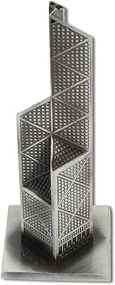Cyrank China Tower Model Statue, Metal Alloy Building Model 7.9in Modern Tower Craft Statue Decorative Figurine Decoration for Office Home Desktop Ornaments