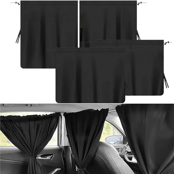4 Pieces Car Divider Privacy Curtains Universal Car Seat Partition Curtain for Front Rear Side Windows Covers Blackout Sun Shades Removable Van Cabin Privacy Curtains for Camping Travel Nap Sleeping
