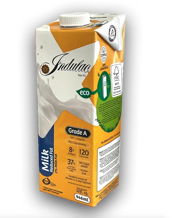 Indulac Reduced Fat 2% Milk Grade A UHT-Long Life 32 fl.oz. (12 pack)