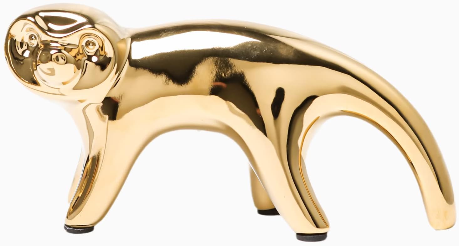 Golden Animal Figurines Small Ceramic Statuette Decorative Home Decor Crafts and Gifts Sloth
