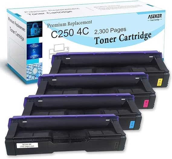 Compatible SP C250 C260 C261 Toner Cartridge Set for Ricoh SP C250DN | 4 Color, Compatible for Ricoh SP C250DN C250SF C261SFNW C261DNW C260 C260DNW C260SFNW Printer, High Capacity 2300 Pages