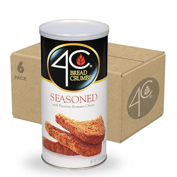 4C Premium Bread Crumbs, Seasoned with Pecorino Romano Cheese, 15 Ounce (Pack of 6)