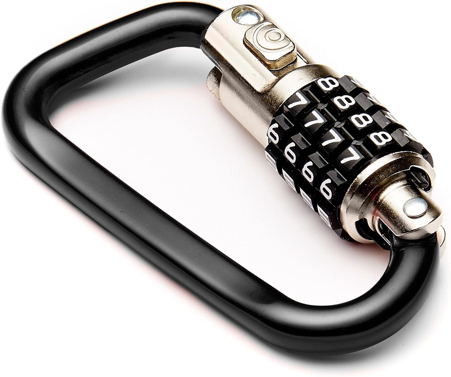 3.5 Carabiner Aluminum Multi Purpose Lock 4-Dial Combination D-Shape Black