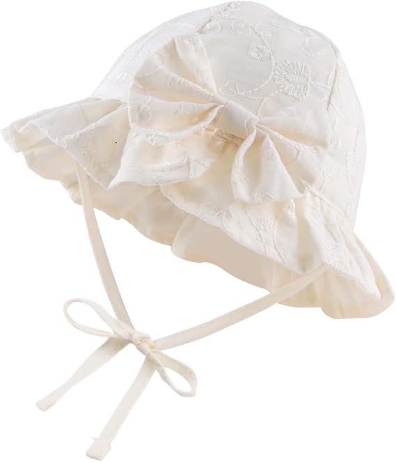 JANGANNSA Bow Baby Girls Summer Hat Flower Toddler Girls Sun Hat Cotton Breathable Infant Hat