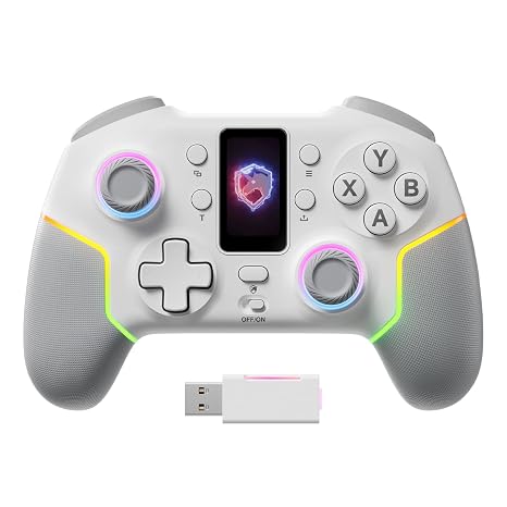 ECHTPower Wireless PC Gaming Controller with TFT Screen, Hall-Effect Joysticks No Drift, 1000Hz Polling, Dual Hall Triggers, Turbo & RGB, Multi-Platform PC Controller for Windows/Switch/Android/iOS