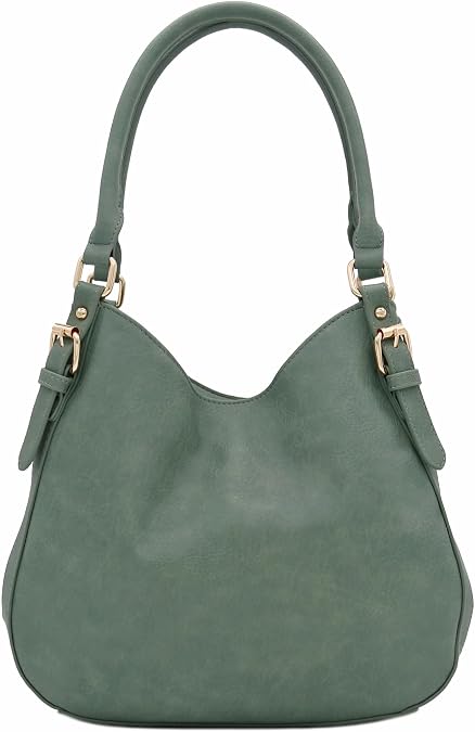 FashionPuzzle Lightweight 3 Compartment Faux Leather Medium Hobo Bag