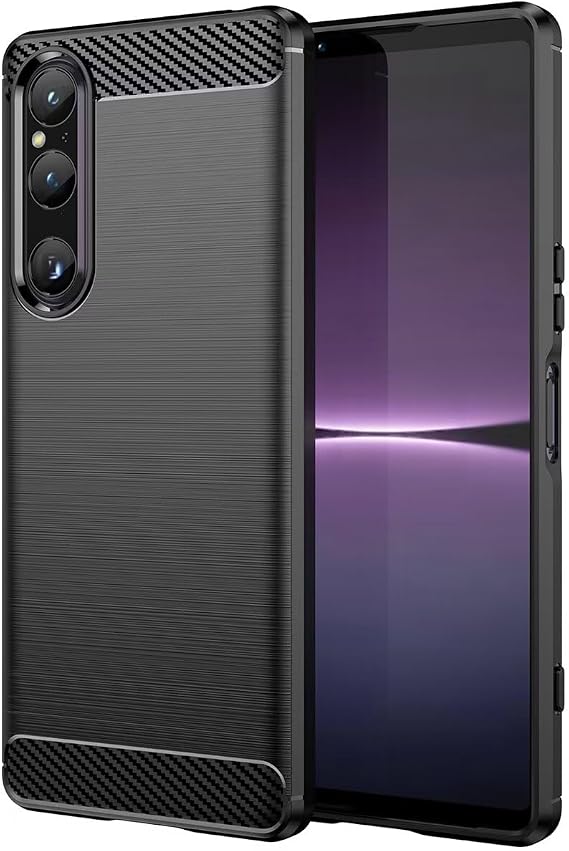 Case for Xperia 1 V Case, Sony 1 V XQ-DQ72 Case, Ultra Slim Phone Cover with Shock-Absorption TPU Rubber Protective Cases for Sony Xperia 1V Black