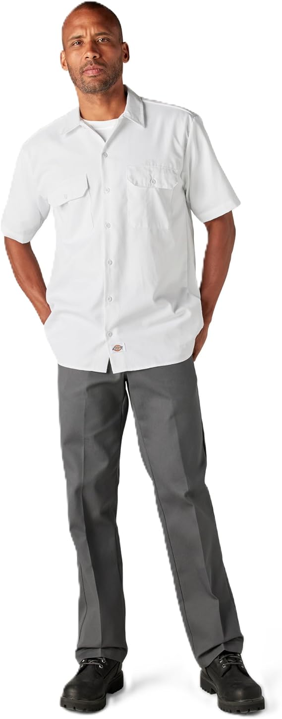 Dickies Mens Short Sleeve Work Shirt Durable Twill Button Down Shirts for Men, Lightweight Uniform for Daily Wear