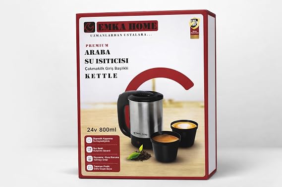 Aksu Emka Home 24v 800ml AraÇ Kettle Su Isitici Çakmaklik GİrİŞlİ Paslanmaz Çelİk GÖsterge IŞikli