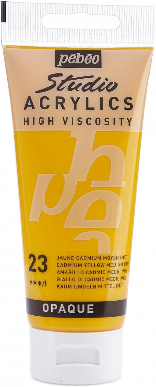PEBEO - Acrylic Fine Studio Acrylics - Medium Cadmium Yellow Hue - Medium Cadmium Yellow Hue 100ml/3.38oz, 100 ml Tubes (831-023)