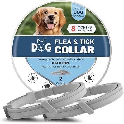 Flea & Tick Collar for Dogs,Natural Dog Flea Collars,Adjustable Tick Collar for Dog,Lasts Up to 8 Months,Safe for Pets & Families,Easy to Use - 2P